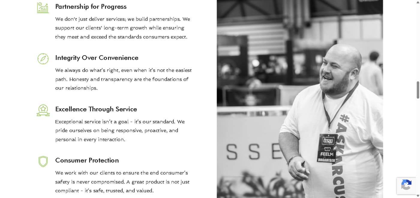 Arcus Compliance values · partnership, integrity, service