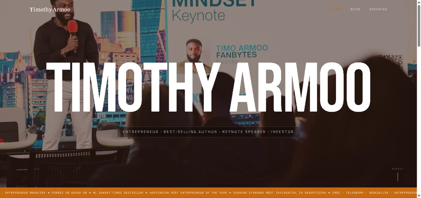 Timothy Armoo · entrepreneur, best-selling author, keynote speaker, investor